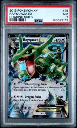 2015 POKEMON XY ROARING SKIES #75 RAYQUAZA EX PSA 7 - Image 1