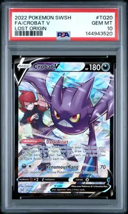 Pokemon Crobat V Lost Origin Trainer Gallery Full Art #TG20 PSA 10 Gem Mint - Image 1