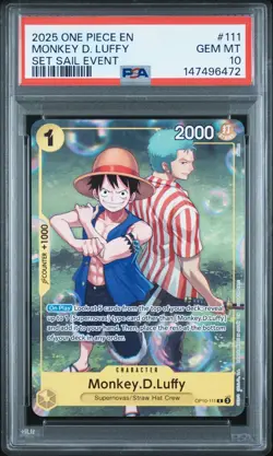 2025 ONE PIECE SET LEARN TOGETHER SAIL EVENT PROMO #111 MONKEY D LUFFY PSA 10 - Image 1