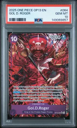 2025 ONE PIECE OP13 #064 CARRYING ON HIS WILL GOL D ROGER ALT ART PSA 10 - Image 1