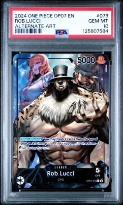 2024 ONE PIECE OP07-500 YEARS IN THE FUTURE #079 ROB LUCCI ALTERNATE ART PSA 10 - Image 1