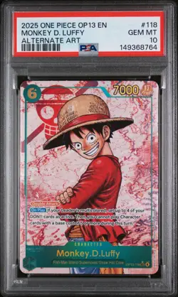 2025 One Piece Monkey.D.Luffy Alternate Art OP13-118 PSA 10 - Image 1