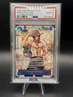 Bandai One Piece Portgas D. Ace OP13-119 Carrying on His Will Foil PSA 10 - Image 1