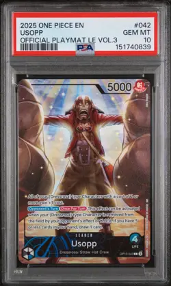 2025 One Piece OP10 042 Usopp Leader Playmat LE Vol.3 Promo PSA 10 Gem Mint - Image 1