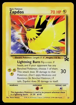 Pokemon Card Wizards Black Star Promos Zapdos 23 Promo Corrected Kimura - Image 1