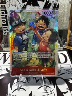 Bandai One Piece Card Game Ace & Sabo & Luffy OP13-007 Carrying On His Will Foil - Image 1