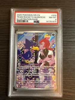 Team Rocket’s Murkrow 200/182 IR 2025 Pokemon Destined Rivals PSA 8 NM-MT - Image 1