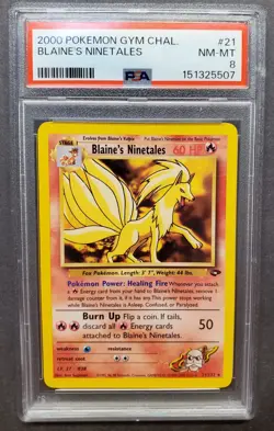 PSA 8 - BLAINE'S NINETALES - 2000 POKEMON GYM CHALLENGE 21/132 NM-MT! - Image 1