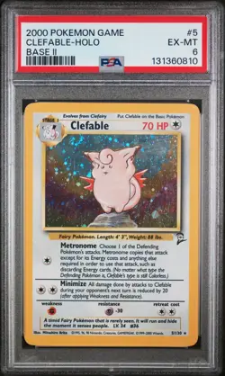 2000 POKEMON BASE SET 2 #5 CLEFABLE-HOLO PSA 6 - Image 1