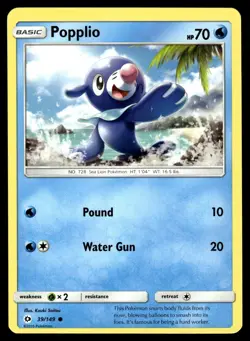Popplio 39/149 Common SM Base Set Pokemon Near Mint - Image 1