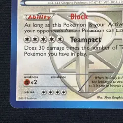 2012 Pokemon Snorlax Team Plasma 101/135 Plasma Storm Regular - Image 4