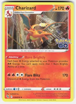 Charizard Holo Holo Rare Pokemon GO 010/078 NM - Image 1