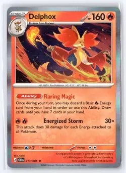 Delphox 013/086 Rare ME04: Chaos Rising Pokemon Holo Near Mint - Image 1