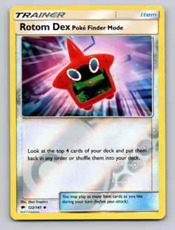 Rotom Dex Poke Finder Mode 122/147 Burning Shadows Pokemon Reverse Holo NM - Image 1