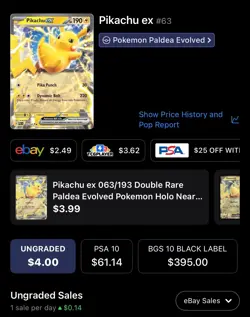 Pikachu EX, Pokemon Near Mint, Paldea Evolved, Double Rare, 63/193 - Image 5