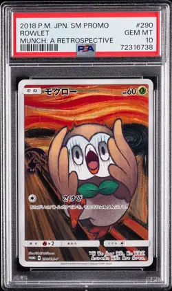 2018 POKEMON JAPANESE SM PROMO MUNCH: A RETROSPECTIVE #290 ROWLET PSA 10 - Image 1
