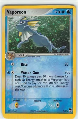 Vaporeon 6/17 Rare POP Series 3 Pokemon LP Fukuda - Image 1