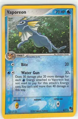 Vaporeon 6/17 Rare POP Series 3 Pokemon LP Fukuda - Image 1