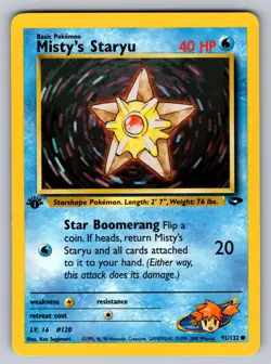 Misty's Staryu 92/132 Common Gym Challenge Pokemon 1st Edition Near Mint - Image 1