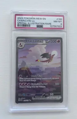 2023 POKEMON MEW EN-151 SPECIAL ILLUSTRATION RARE #199 CHARIZARD EX PSA 8 - Image 1