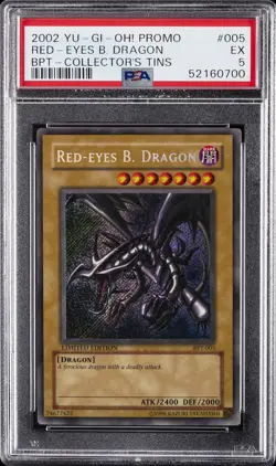 2002 YU-GI-OH! PROMO BPT-COLLECTOR'S TINS #005 RED-EYES B. DRAGON PSA 5 - Image 1