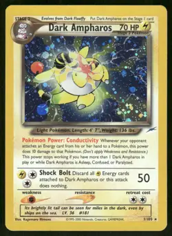 🌀 SWIRL Pokemon TCG Dark Ampharos 1/105 Neo Destiny Holo Rare Unlimited LP+ - Image 2