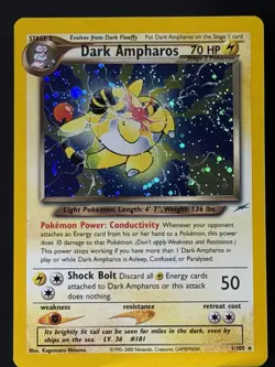 🌀 SWIRL Pokemon TCG Dark Ampharos 1/105 Neo Destiny Holo Rare Unlimited LP+ - Image 4