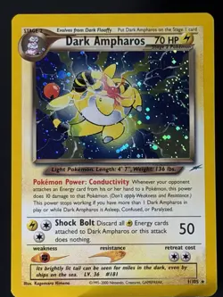 🌀 SWIRL Pokemon TCG Dark Ampharos 1/105 Neo Destiny Holo Rare Unlimited LP+ - Image 5