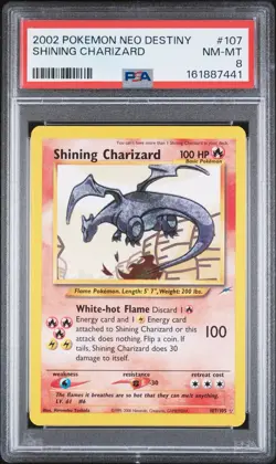 POKEMON SHINING CHARIZARD 2002 NEO DESTINY #107 PSA 8 - Image 1