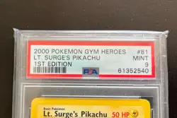 2000 Pokemon Gym Heroes #81 Lt. Surge's Pikachu PSA 9 - Image 2