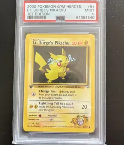 2000 Pokemon Gym Heroes #81 Lt. Surge's Pikachu PSA 9 - Image 3