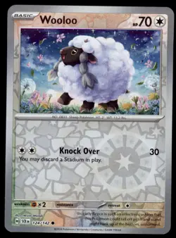 Wooloo 124/142 Common Stellar Crown Pokemon Reverse Holo Near Mint - Image 1