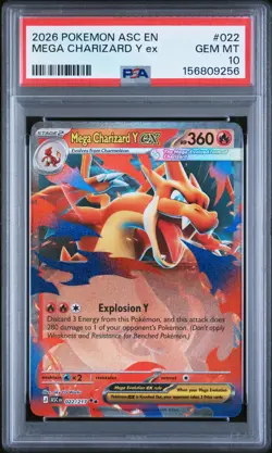 2026 Pokemon Ascended Heroes #022/217 Mega Charizard Y ex Double Rare PSA 10 - Image 1