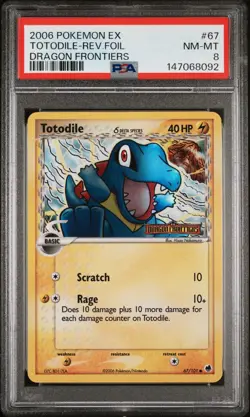 2006 POKEMON EX DRAGON FRONTIERS #67 TOTODILE-REVERSE FOIL PSA 8 NM-MT - Image 1