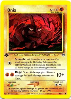 Onix 69/111 Common Neo Genesis Pokemon 1st Edition Near Mint - Image 1