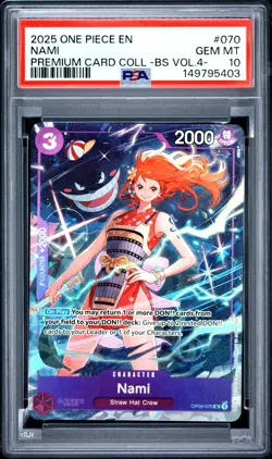2025 One Piece EN Nami Premium Card Collection BS Volume 4 #070 PSA 10 GEM MINT - Image 1
