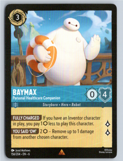 Baymax #156/204 Lorcana Azurite Sea 2024 Disney Rare TCG - Image 1