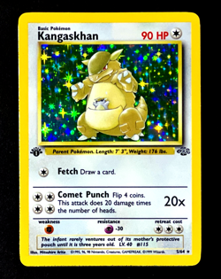 1999 Pokemon KANGASKHAN Jungle Set 1ST EDITION HOLO Foil Rare Card 5/64 WotC - Image 1
