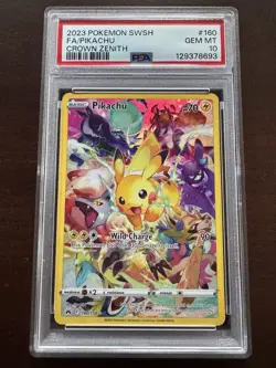 Pikachu Crown Zenith Full Art SWSH #160 2023 TCG Pokemon Card - PSA 10 - Image 1