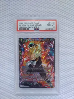2022 dbs card game ss vegeta, brs/strgth p-401 card graded psa gem mt 10. - Image 2