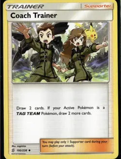 Coach Trainer Uncommon SM Unified Minds 192/236 Supporter Pokemon Card Pikachu - Image 1