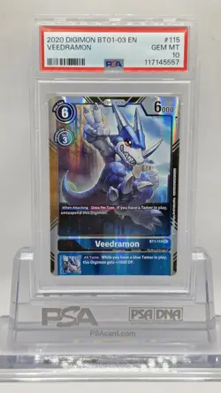 2020 Digimon Card Game Release Special 1.0 Veedramon BT1-115 SEC PSA 10 MINT - Image 1