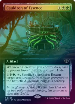 FOIL Cauldron of Essence (Secrets of Strixhaven) - Extended Art - NM Pack Fresh - Image 1