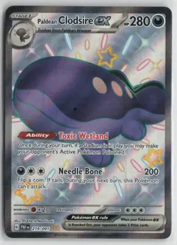 Paldean Clodsire ex 219/091 Shiny Ultra Rare Paldean Fates Pokemon Near Mint - Image 1
