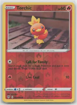 Torchic 022/189 Common Darkness Ablaze Pokemon Reverse Holo Moderately Played - Image 1