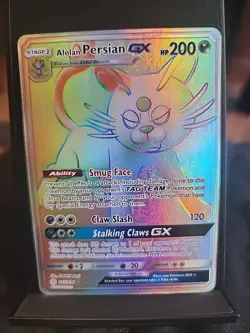 Alolan Persian GX 257/236 Rainbow Secret Cosmic Eclipse Sun & Moon Pokemon Card - Image 1