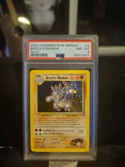Pokemon TCG Pokemon Brock's Rhydon Holo Rare Holo PSA 8 2/132 - Image 1