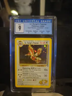 LT SURGES FEAROW GYM HEROES POKEMON HOLO 2000 CGC 9 MINT 7/132 WITH SUB GRADES - Image 1