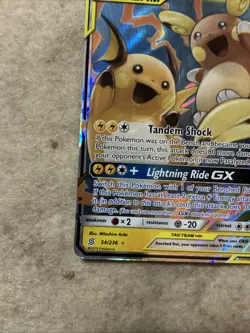 Pokemon TCG Raichu Alolan Raichu GX Ultra Rare Unified Minds 54/236!!! Mint - Image 3