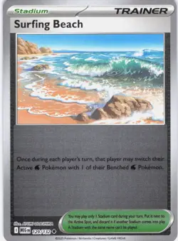 Surfing Beach Mega Evolution 129/132 Reverse Holo Pokemon TCG NM - Image 1